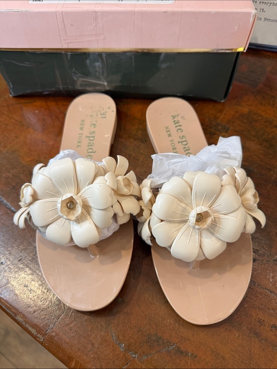 kate spade Shoes - 💕kate spade Cream Floral Embellished Slide Sandals